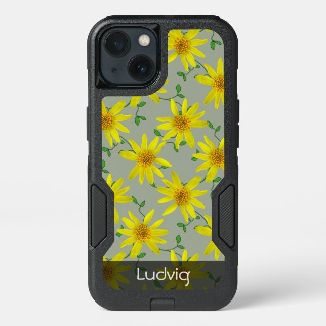 Colorful Flowers on any Color any Text Otterbox iPhone Case (Back)