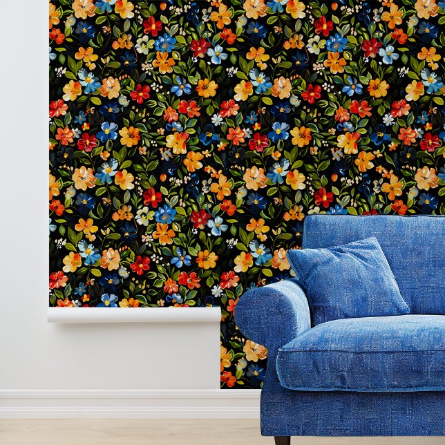 Colorful flowers on Black Wallpaper (Creator Uploaded)
