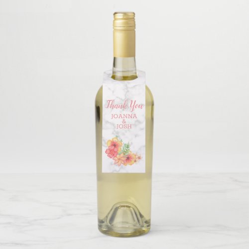 Colorful Flowers on Marbled Bottle Hanger Tag