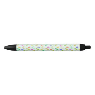 Colorful flowers on pale green pen