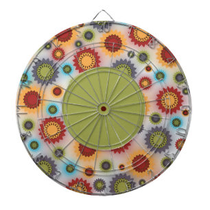Colorful Flowers on White Dartboard