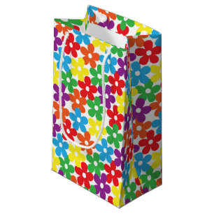 Colorful Flowers on White Small Gift Bag