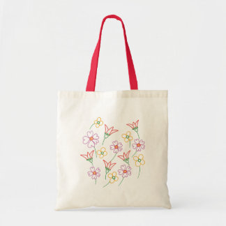 Colorful Flowers Outlines Coloring Tote Bags