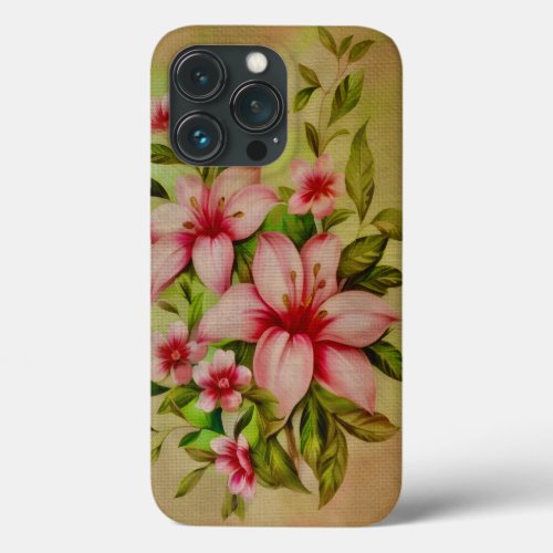 Colorful Flowers Painted With Acrylic Background iPhone 13 Pro Case