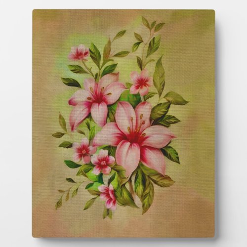 Colorful Flowers Painted With Acrylic Background Plaque