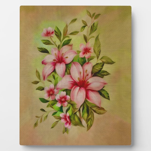 Colorful Flowers Painted With Acrylic Background Plaque (Front)