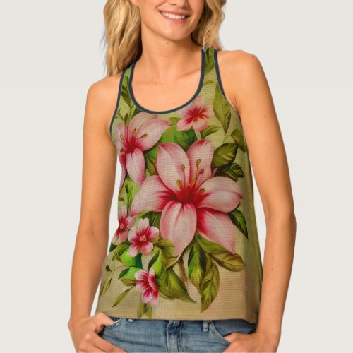 Colorful Flowers Painted With Acrylic Background Tank Top