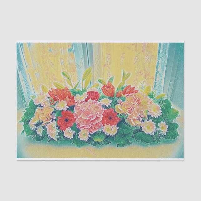 Colorful flowers painting tissue paper (Front)
