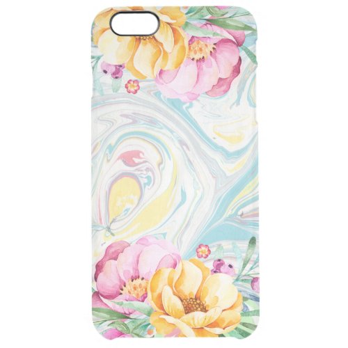 Colorful Flowers  Pastel Marble Swirls Clear iPhone 6 Plus Case