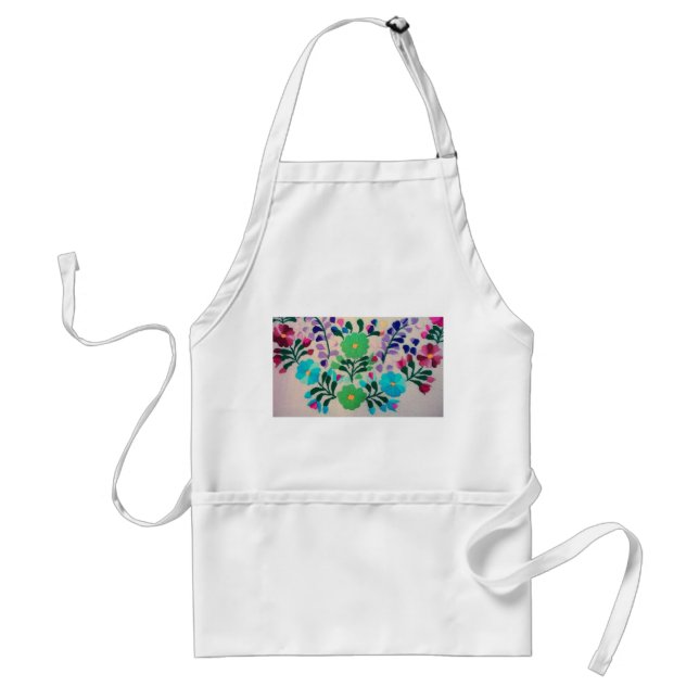 Colorful Flowers Pattern Adult Apron (Front)