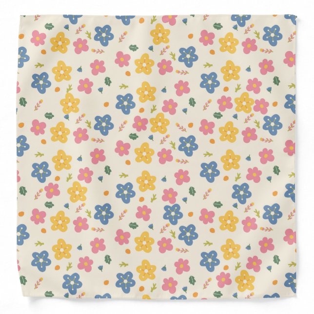 Colorful flowers pattern Bandana (Front)