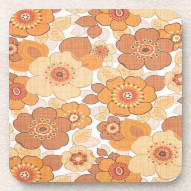 Colorful flowers pattern  beverage coaster (Front)