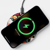 Colorful flowers pattern black circle wireless charger  (Phone)