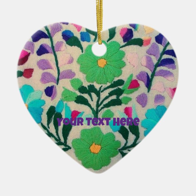 Colorful Flowers Pattern Ceramic Ornament (Front)