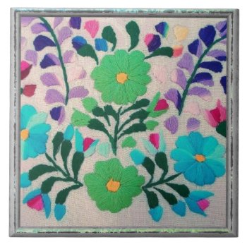 Colorful Flowers Pattern Ceramic Tile by LeFlange at Zazzle