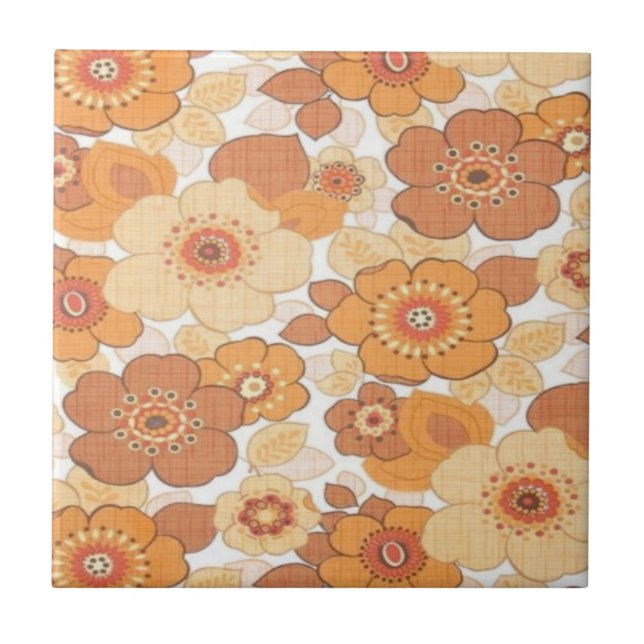 Colorful flowers pattern  ceramic tile (Front)