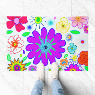 Colorful Flowers Pattern Doormat