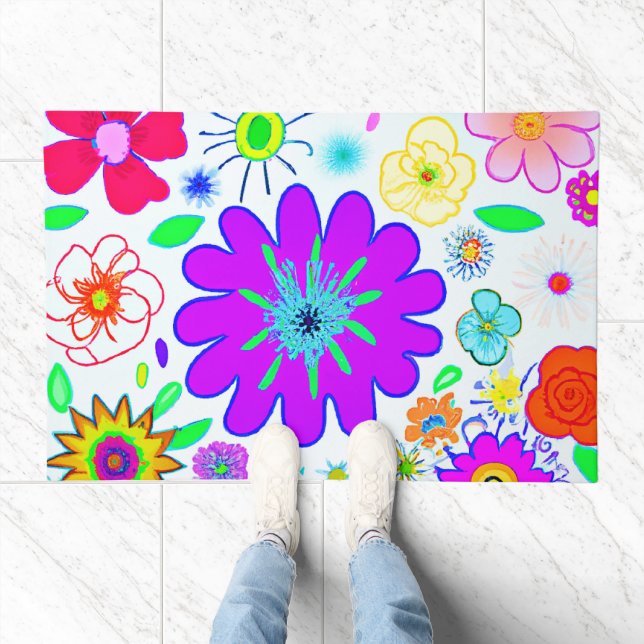 Colorful Flowers Pattern Doormat (Indoor)
