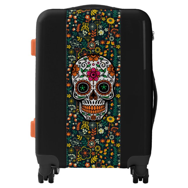 Colorful Flowers Pattern & Floral Sugar Skull Luggage (Front)