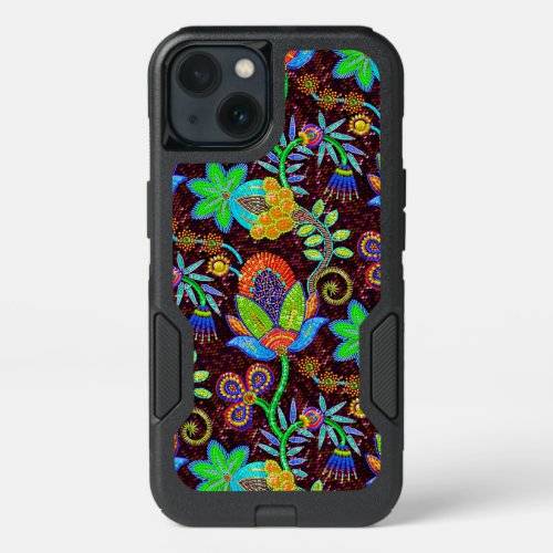 Colorful Flowers Pattern Glass_Beads Look iPhone 13 Case