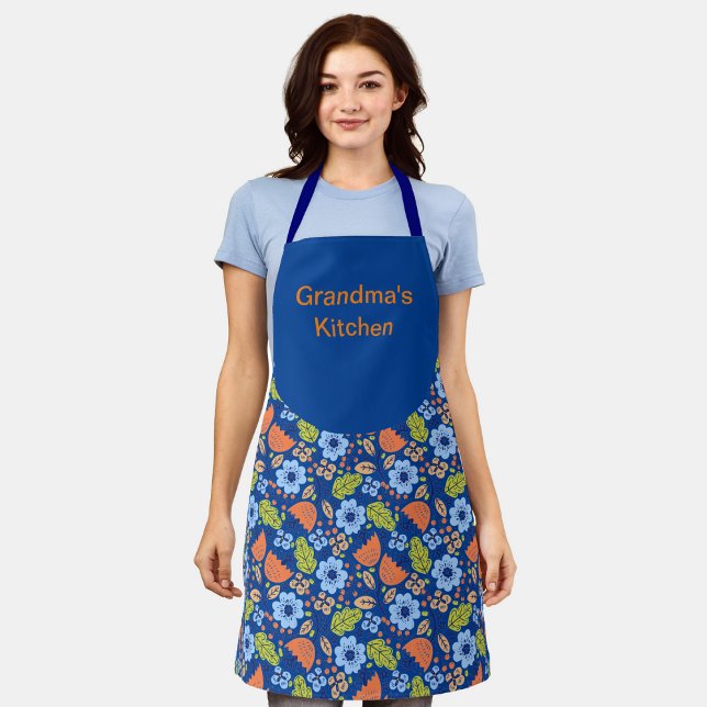 Colorful Flowers Pattern Grandma's Kitchen  Apron (Creator Uploaded)