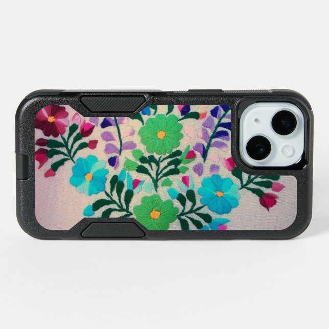 Colorful Flowers Pattern iPhone 15 Case (Back Horizontal)