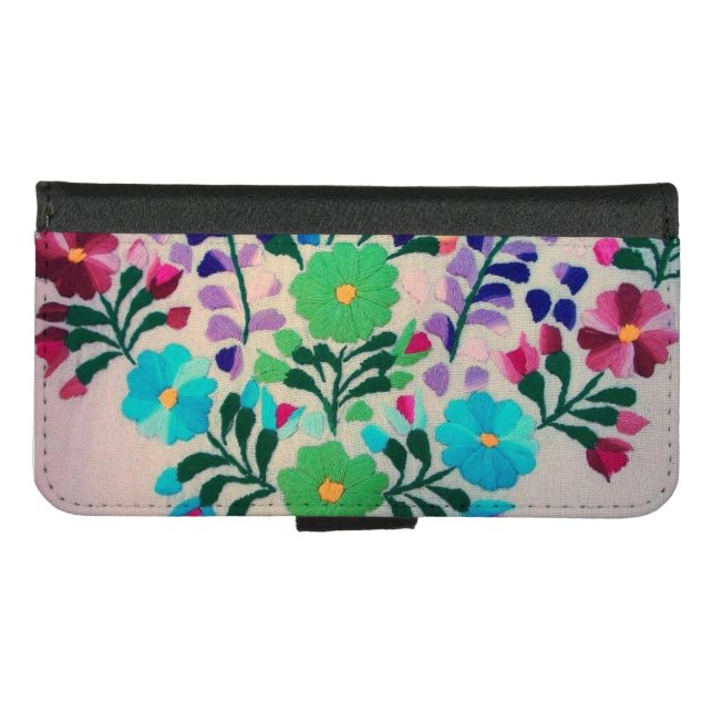 Colorful Flowers Pattern iPhone Wallet Case (Front (Horizontal))