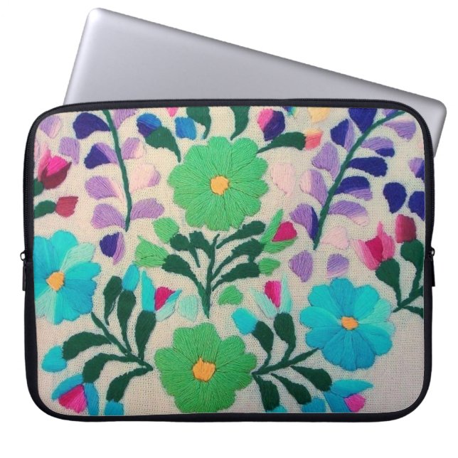 Colorful Flowers Pattern Laptop Sleeve (Front)