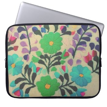 Colorful Flowers Pattern Laptop Sleeve by LeFlange at Zazzle