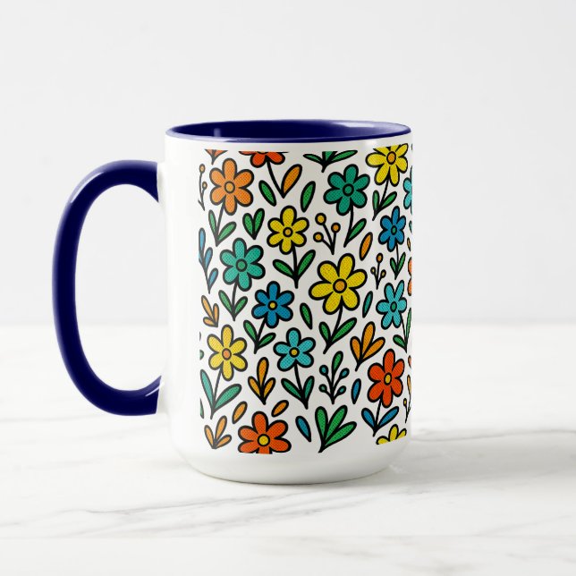 Colorful Flowers Pattern  Mug (Left)