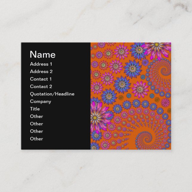 Colorful Flowers Pattern on Orange Business Card (Front)