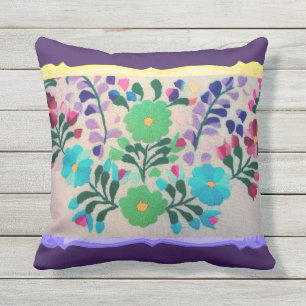 Colorful Flowers Pattern Outdoor Pillow