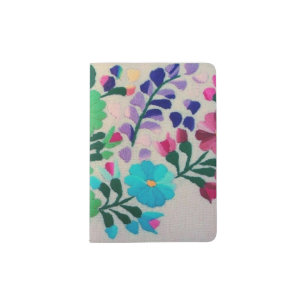 Colorful Flowers Pattern Passport Holder