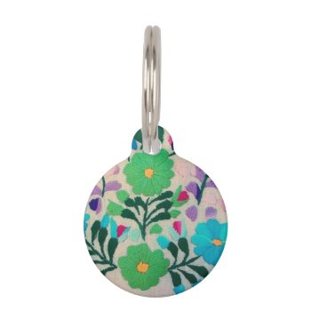 Colorful Flowers Pattern Pet Tag by LeFlange at Zazzle
