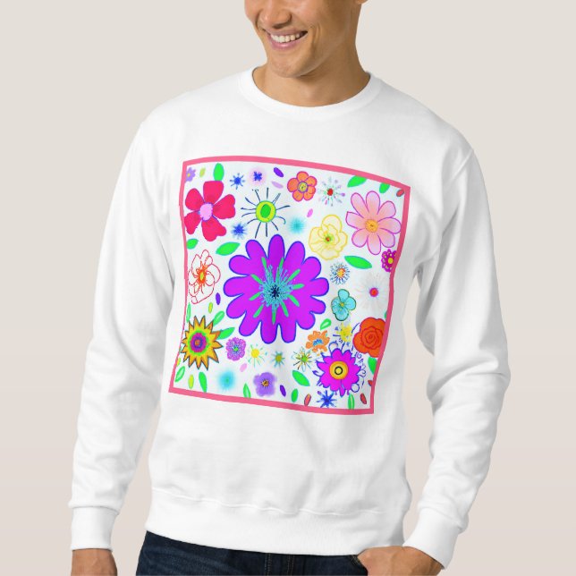 Colorful Flowers Pattern Sweatshirt (Front)