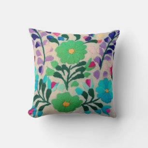 Colorful Flowers Pattern Throw Pillow