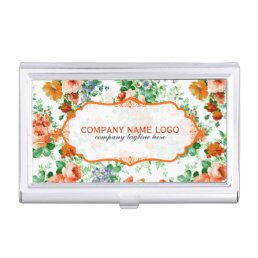 Colorful Flowers Pattern White Background Case For Business Cards