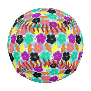 Colorful flowers patterns design baseball