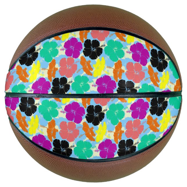 Colorful flowers patterns design basketball (Front)