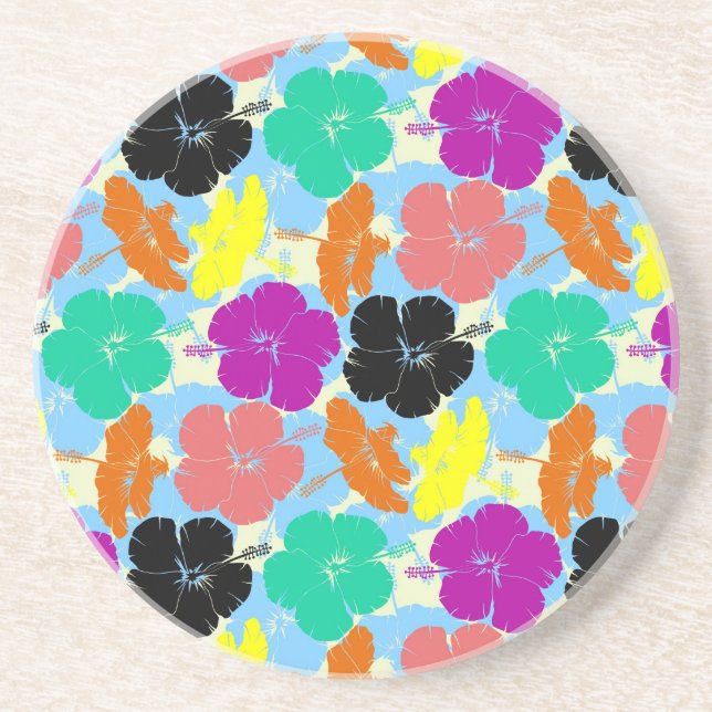 Colorful flowers patterns design coaster (Front)