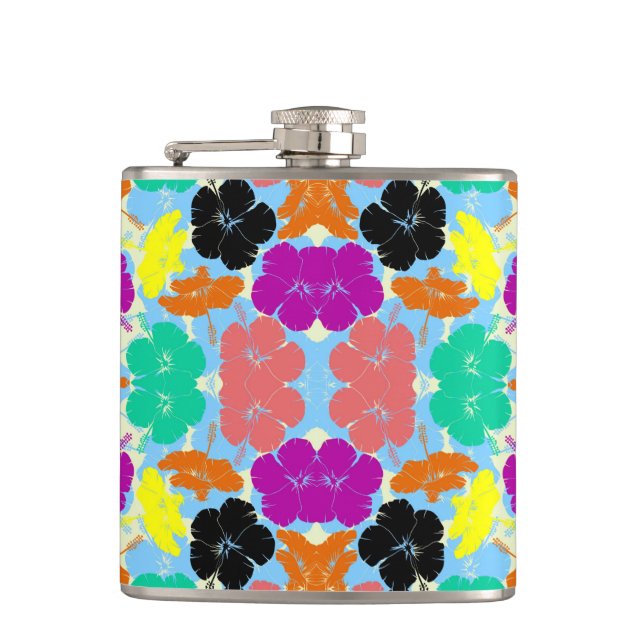Colorful flowers patterns design flask (Front)