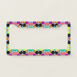 Colorful flowers patterns design license plate frame