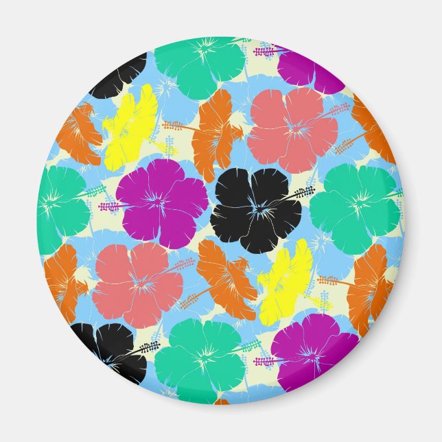 Colorful flowers patterns design magnet (Front)