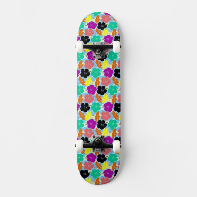 Colorful flowers patterns design skateboard (Front)