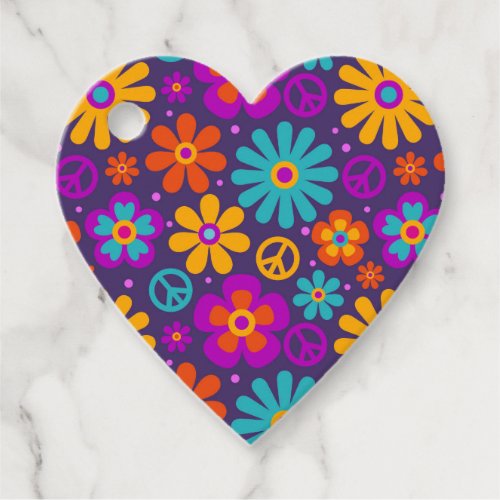 Colorful Flowers Peace Love Groovy Retro Hippie Favor Tags
