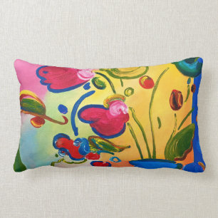 Colorful Flowers Peter Max Lumbar Pillow