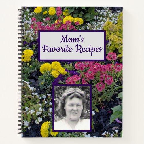 Colorful Flowers Photo Moms Favorite Recipe Book