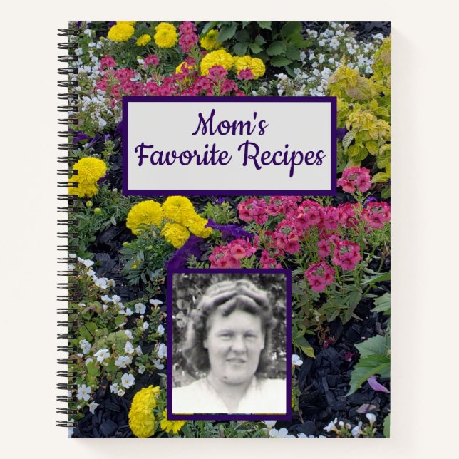 Colorful Flowers Photo Mom's Favorite Recipe Book (Front)