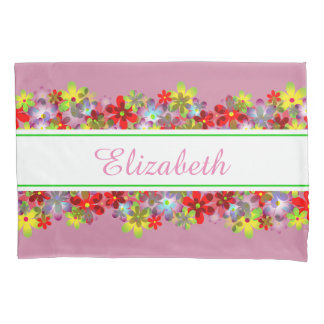 Colorful flowers pillow case