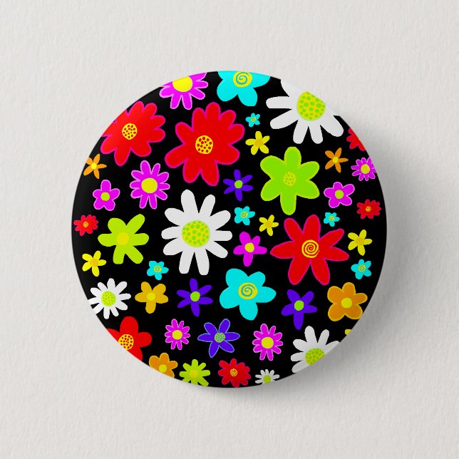 Colorful Flowers Pinback Button (Front)